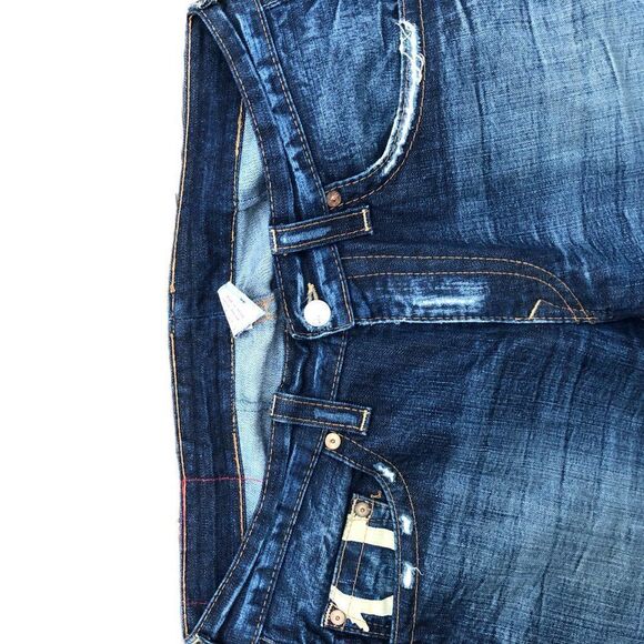 Vintage True Religion Jeans Size 36 Yellow Horsehoe Blue - Picture 7 of 10